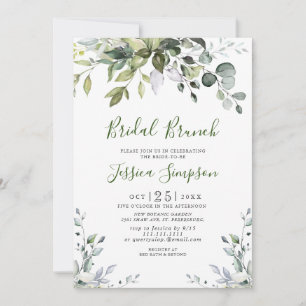 Convites Watercolor Eucalyptus Greenery Bridal Brunch