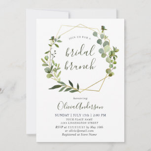 Convites Watercolor Eucalyptus Greenery BRIDAL BRUNCH