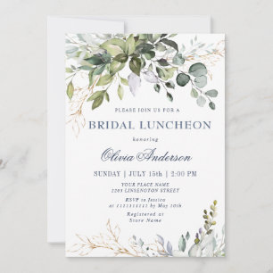 Convites Watercolor Eucalyptus Greenery BRIDAL LUNCHEON