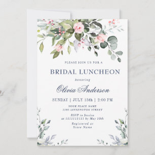 Convites Watercolor Eucalyptus Greenery BRIDAL LUNCHEON