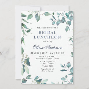 Convites Watercolor Eucalyptus Greenery Bridal Luncheon