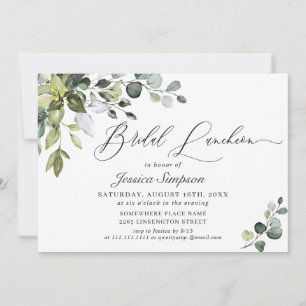 Convites Watercolor Eucalyptus Greenery Bridal Luncheon
