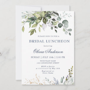 Convites Watercolor Eucalyptus Greenery BRIDAL LUNCHEON