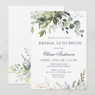 Convites Watercolor Eucalyptus Greenery BRIDAL LUNCHEON