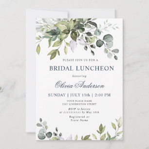 Convites Watercolor Eucalyptus Greenery BRIDAL LUNCHEON