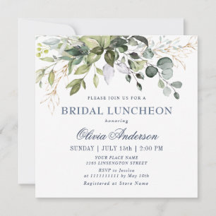 Convites Watercolor Eucalyptus Greenery BRIDAL LUNCHEON