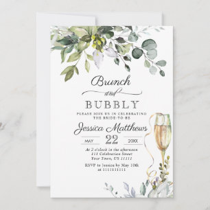 Convites Watercolor Eucalyptus Greenery Brunch e Bubble
