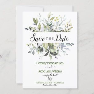 Convites Watercolor Eucalyptus Greenery Salvar a Data