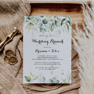 Convites Watercolor Eucalyptus Greenery Wedding Brunch