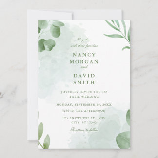 Convites Watercolor Eucalyptus Leaves Greenery Wedding 