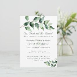 Convites Watercolor Eucalyptus Rehearsal Dinner | White