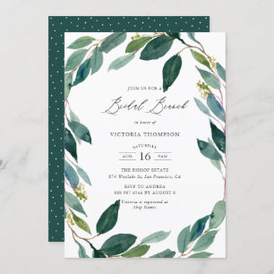 Convites Watercolor Eucalyptus Wreath Bridal Brunch