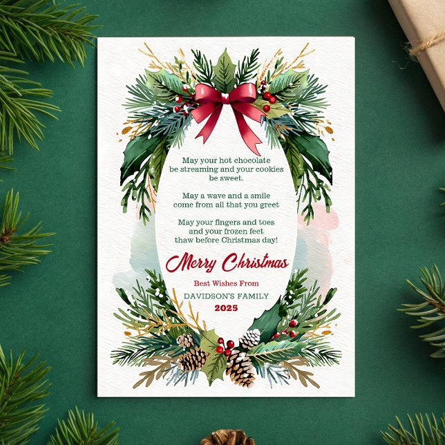 Convites Watercolor Evergreen Christmas Greeting Card (Criador carregado)