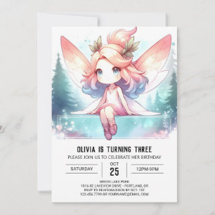 Convites Watercolor Fairy Fairy Birthday