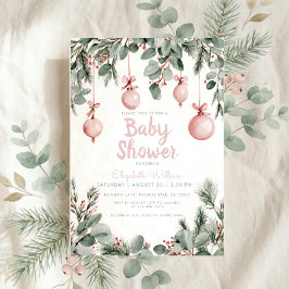 Convites Watercolor fancy floral bow pink baby shower