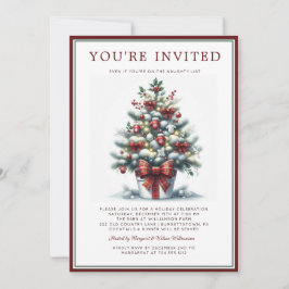 Convites Watercolor Festive Christmas Tree Holiday Party