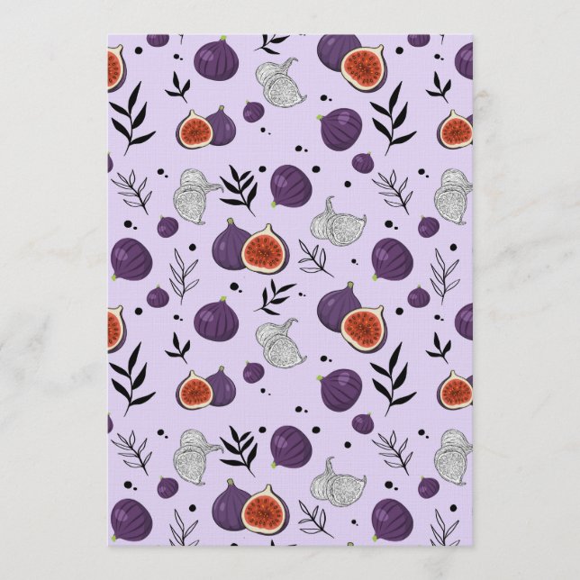 Convites Watercolor Figs And Leaves Seamless Pattern (Frente)