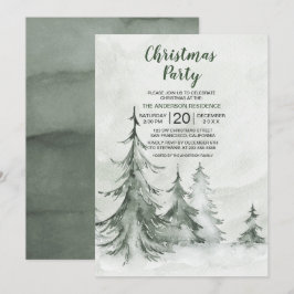 Convites Watercolor Fir Tres Winter, Festa de Natal