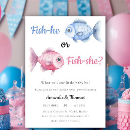 Convites Watercolor Fishing Gender Reveal