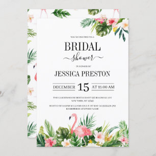 Convites Watercolor Flamingo Tropical Chá de panela