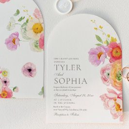 Convites Watercolor Floral Arch Wedding Invitation