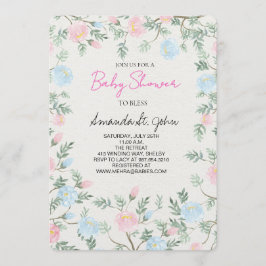 Convites Watercolor Floral Baby Shower Invitation