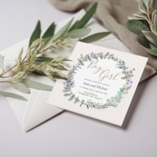 Convites Watercolor Floral Boho Rustic Gênero Revelação