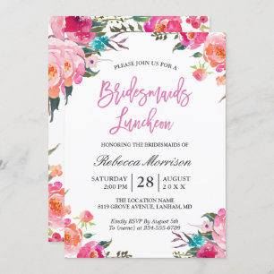 Convites Watercolor Floral Botânica Bridesmaids Luncheon