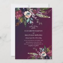 Watercolor Floral Burgundy Wash Código QR Casament