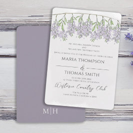 Convites Watercolor Floral Calliografia Script Wisteria
