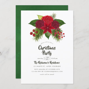 Convites Watercolor Floral Christmas Party