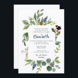 Convites Watercolor Floral e Foliage Bat Mitzvah<br><div class="desc">Composto de uma escrita lúdica e de uma tipografia serifônica; Tudo contra um pano de fundo branco e uma estrutura de folhagem de aquarela. Este foi projetado por materiais de terceiros selecionados,  exclusivos para o Zazzle. Disponível aqui: http://www.zazzle.com/selectpartysupplies</div>