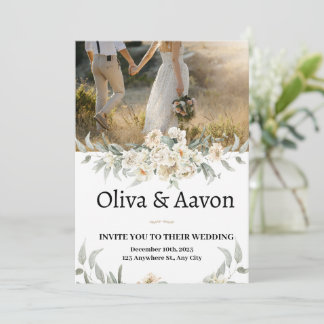 Convites Watercolor Floral e Photo Wedding