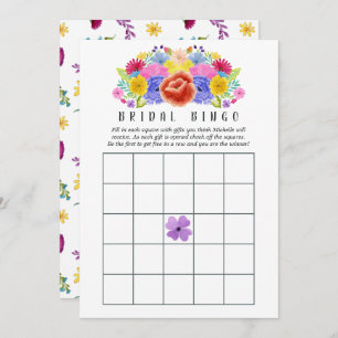 Convites Watercolor Floral Fiesta Bridal Bingo