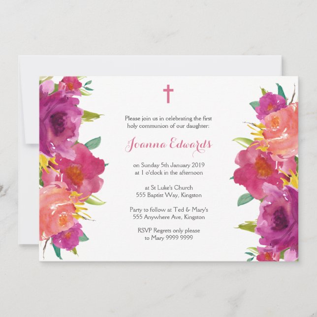 Convites Watercolor Floral First Community Personalizado (Frente)