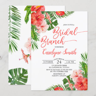 Convites Watercolor Floral Frame Tropical Bridal Brunch