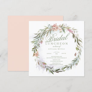 Convites Watercolor Floral Greenery Wreath Bridal