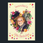 Convites Watercolor Floral Heart Wreath 18th Aniversário Fo<br><div class="desc">Os 18º convites planos para cartões com fotos de festa de aniversário para raparigas adolescentes que completam 18/18 anos de idade podem ser usados para qualquer aniversário de idade. A elegante, personalizada e colorida pintura de aquarela, corações florais, verso, adicione sua própria fotografia convidando modelo, com belas, modernas, contemporâneas, coloridas,...</div>