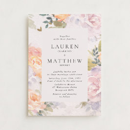 Convites Watercolor Floral Ivory Modern Wedding Invitation