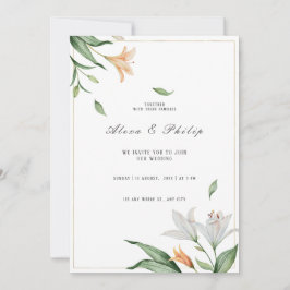 Convites Watercolor Floral Lily Wedding