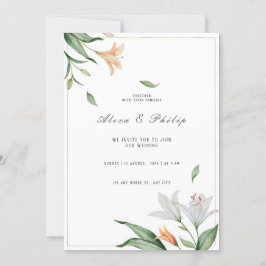 Convites Watercolor Floral Lily Wedding