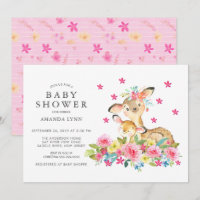 Watercolor Floral Mãe e Bebê Deer Baby Girl Chá
