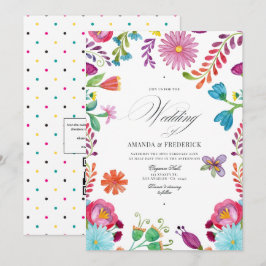 Convites Watercolor Floral Mexicano Fiesta QR Code Wedding