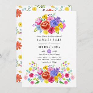 Convites Watercolor Floral Mexicano Fiesta Wedding