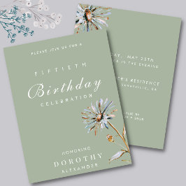 Convites Watercolor Floral Modern Elegant Aniversário