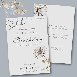 Convites Watercolor Floral Modern Elegant Surprise Birthday