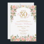 Convites watercolor floral pink roses 30th birthday gold<br><div class="desc">watercolor floral blush pink roses 30th birthday gold Invitation</div>