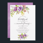 Convites Watercolor Floral Primavera Bat Mitzvah<br><div class="desc">Rosas de púrpura e de pêssego e peônias de morcego floral mitzvah convite com sotaques de coral,  ameixa e verde-salva.</div>