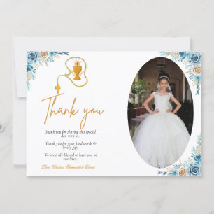 Convites Watercolor floral primeiro obrigado de comunhão sa