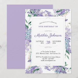 Convites Watercolor Floral Purple Wisteria 50º Aniversário